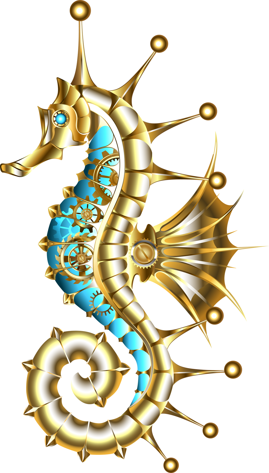 Gold Steampunk Seahorse